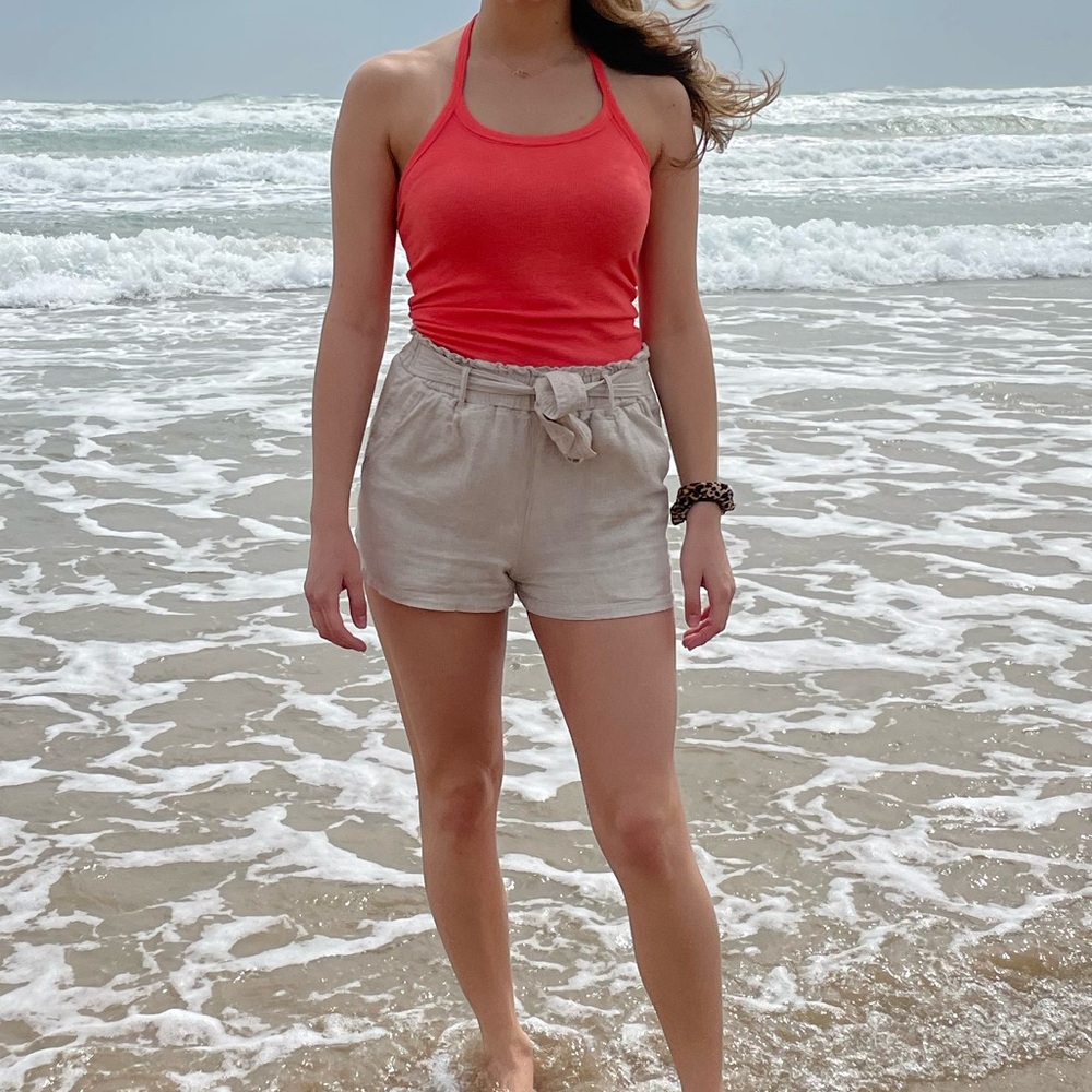 Aerie Coral Tie-Strap Halter Top